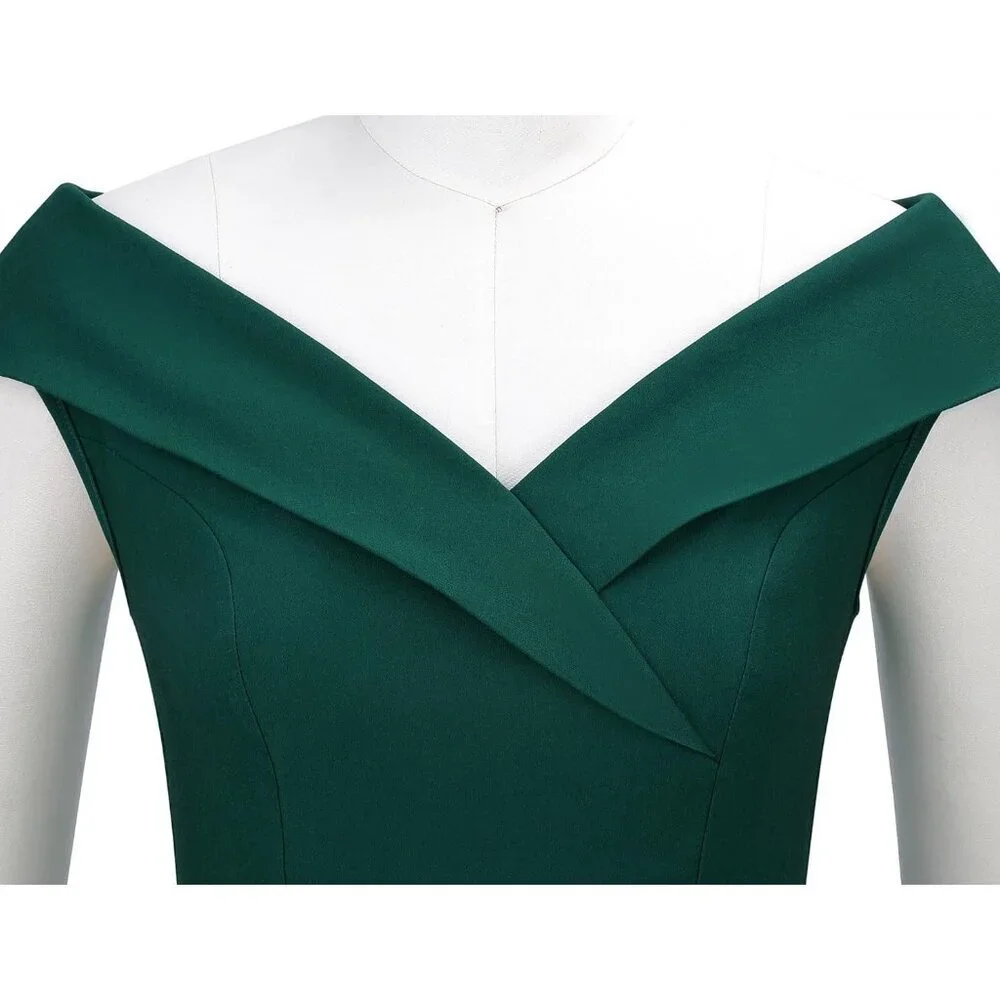 Women's Sleeveless V Neck Midi Swing Dress Vintage 1950s Retro Style